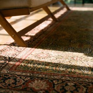 Antique Senneh Hallway Runner Wool Yellow Rug (SKU 23614) - in-room detail