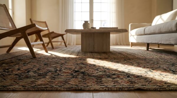 Antique senneh persian allover knotted rug (sku 24395) - in-room detail