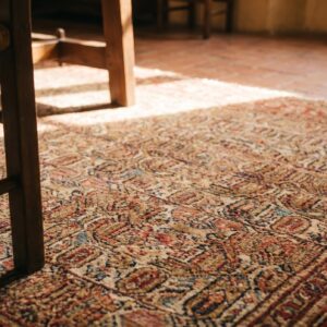 Antique Senneh Persian Ivory 1880s Rug (SKU 18587) - in-room detail