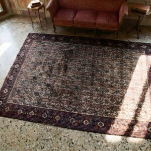 Antique Senneh Small Scatter Size Wool Ivory Rug (SKU 24382) - in-room detail