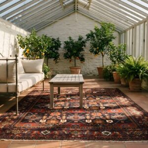 Antique Senneh Small Scatter Size Wool Red Rug (SKU 24383) - room view