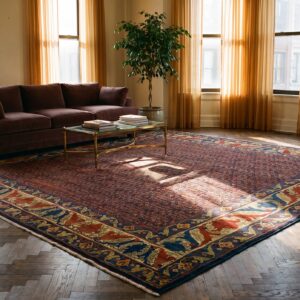 Antique Senneh Square Room Size Wool Dark Rug (SKU 23615) - room view