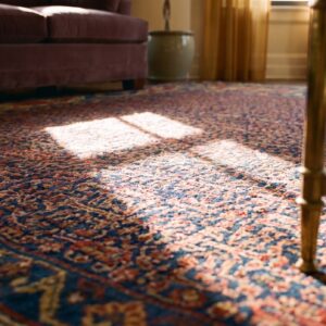 Antique Senneh Square Room Size Wool Dark Rug (SKU 23615) - in-room detail