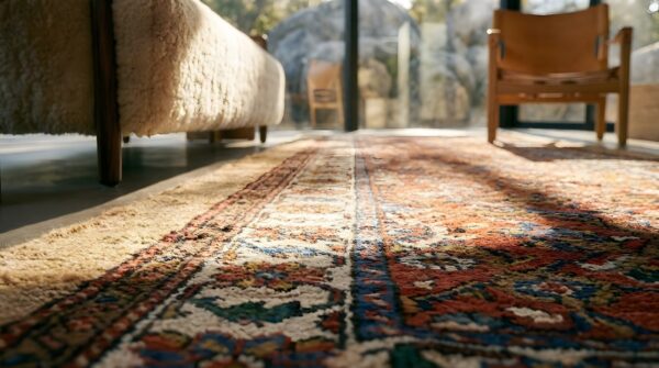 Antique serab hallway runner wool coral rug 11 Antique serab hallway runner wool coral rug (sku 25602) - in-room detail