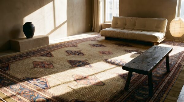 Antique serab oversized large big wool brown rug 7 Antique serab oversized large big wool brown rug (sku 23555) - room view
