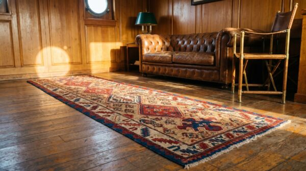 Antique serab persian brown 1890s hallway runner rug (sku 19511) - room view