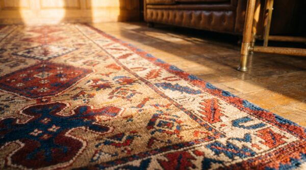 Antique serab persian brown 1890s hallway runner rug (sku 19511) - in-room detail