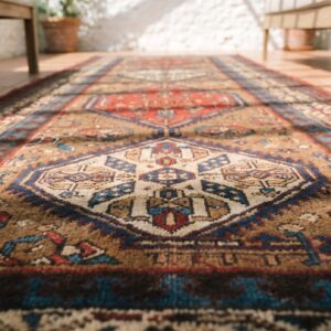 Antique Serab Persian Brown 1930s Hallway Runner Rug (SKU 18541) - in-room detail