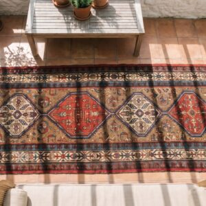 Antique Serab Persian Brown 1930s Hallway Runner Rug (SKU 18541) - styled overhead view