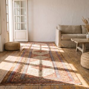 Antique Serab Persian Ivory 1870s Hallway Runner Rug (SKU 22679) - room view