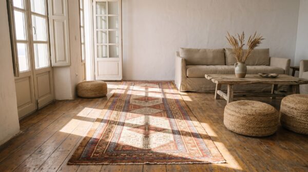 Antique serab persian ivory 1870s hallway runner rug 8 Antique serab persian ivory 1870s hallway runner rug (sku 22679) - room view