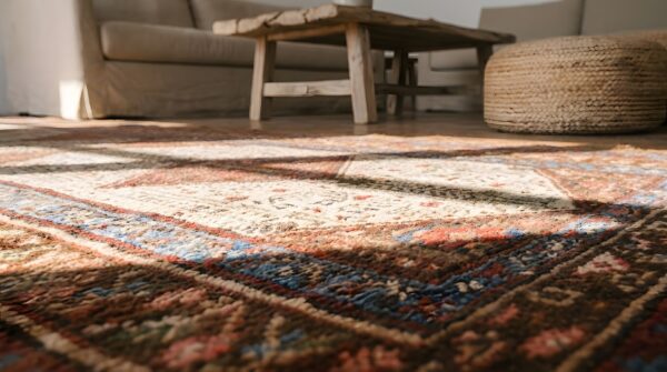 Antique serab persian ivory 1870s hallway runner rug 9 Antique serab persian ivory 1870s hallway runner rug (sku 22679) - in-room detail