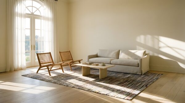 Antique shaker america knotted square rug 10 Antique shaker america knotted square rug (sku 25627) - room view