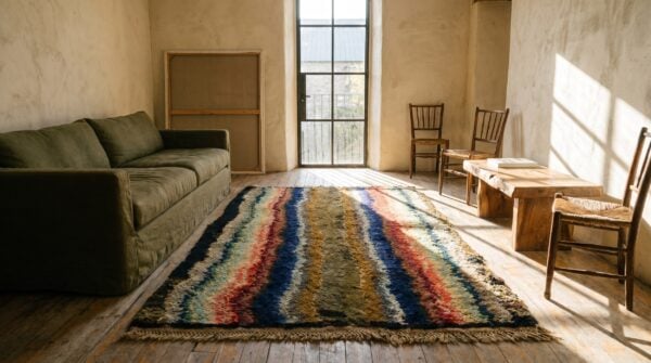 Antique shaker rug small scatter size wool multicolor 10 Antique shaker rug small scatter size wool multicolor (sku 17241) - room view