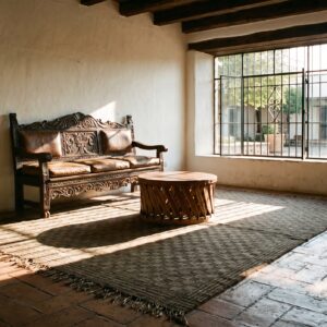 Antique Shawl Indian 1925 Square Rug (SKU 23387) - room view