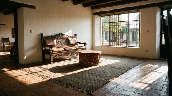 Antique shawl indian 1925 square rug 10 Antique shawl indian 1925 square rug (sku 23387) - room view