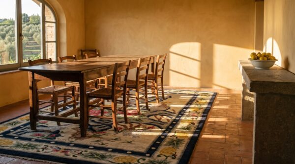 Antique silk chinese allover floral knotted rug 10 Antique silk chinese allover floral knotted rug (sku 24656) - room view