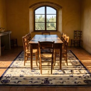 Antique Silk Chinese Floral, Medallion Knotted Rug (SKU 23736) - room view
