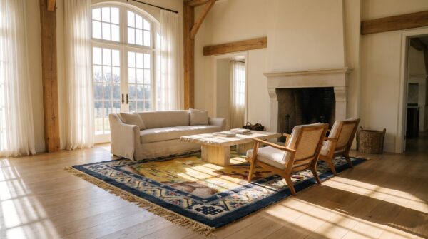 Antique silk small scatter size silk blue, yellow rug 9 Antique silk small scatter size silk blue, yellow rug (sku 24701) - room view