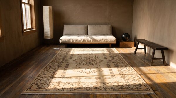 Antique sivas small scatter size wool ivory rug 7 Antique sivas small scatter size wool ivory rug (sku 22084) - room view
