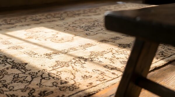 Antique sivas small scatter size wool ivory rug 8 Antique sivas small scatter size wool ivory rug (sku 22084) - in-room detail
