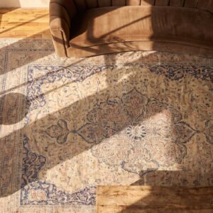Antique Sivas Turkish Knotted Rug (SKU 19443) - styled overhead view