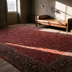 Small Allover Paisley Pattern Antique Oversized Red Indian Lahore Carpet (SKU 22528) - room view