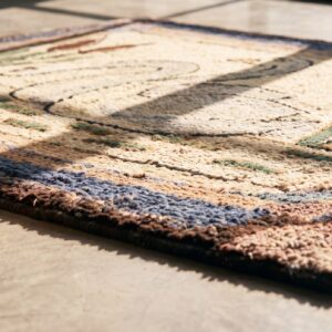 Small Artistic Pictorial White Swans Antique Folk Art American Hooked Rug (SKU 17268) - in-room detail