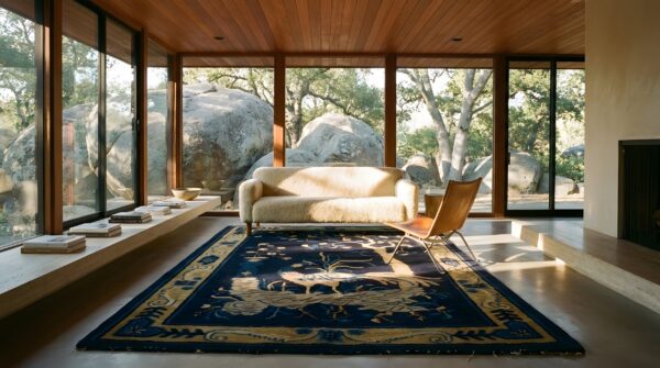 Small blue chinese artistic graceful bird of paradise pattern peking rug 7 Small blue chinese artistic graceful bird of paradise pattern peking rug (sku 23506) - room view