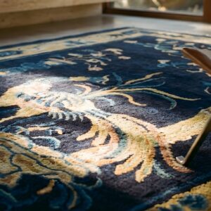 Small Blue Chinese Artistic Graceful Bird Of Paradise Pattern Peking Rug (SKU 23506) - in-room detail