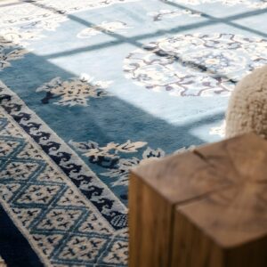 Antique Small Blue Chinese Peking Square Rug (SKU 23209) - in-room detail