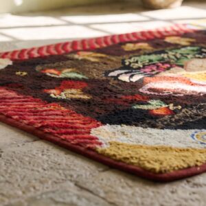 Small Brown Antique American 19th Century Folk Art Hooked Rug (SKU 20111) - in-room detail