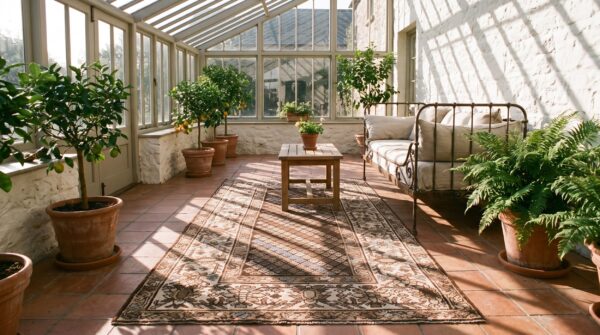 Small brown earth tone color antique tribal persian malayer rug (sku 21638) - room view