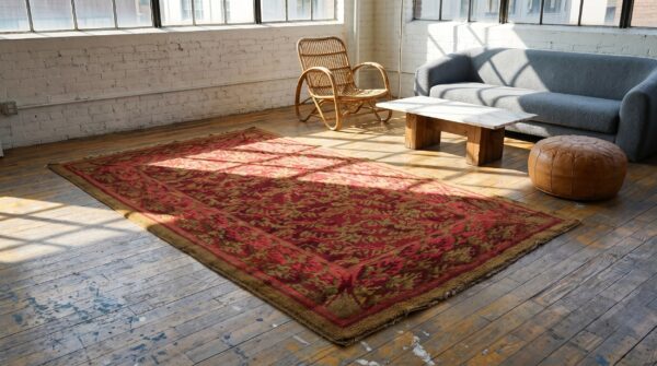 Small coral artistic antique mid 19th century english axminster area rug 8 Small coral artistic antique mid 19th century english axminster area rug (sku 20881) - room view