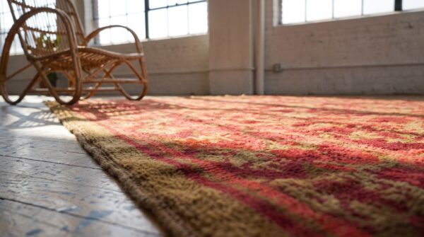 Small coral artistic antique mid 19th century english axminster area rug 9 Small coral artistic antique mid 19th century english axminster area rug (sku 20881) - in-room detail