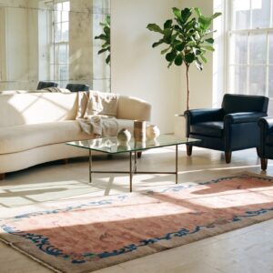 Small Antique Coral Color Chinese Bat Cloud Band Dragon Design Peking Rug (SKU 23321) - room view
