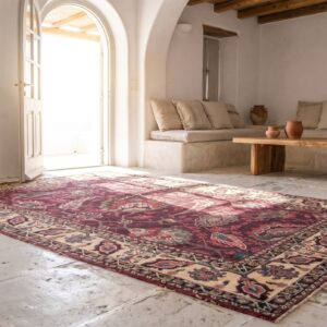 Small Deep Red Antique 19th Century Indian Agra Rug (SKU 21281) - room view