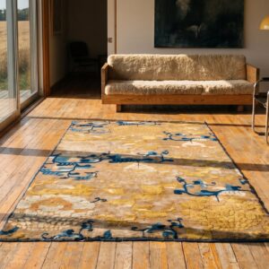 Antique Small Early 18th Century Chinese Ningxia Scatter Rug (SKU 21641) - room view