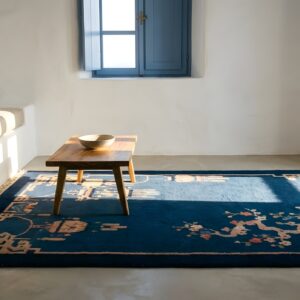 Small Antique Early 20th Century Blue Chinese Art Deco Carpet (SKU 25450) - room view