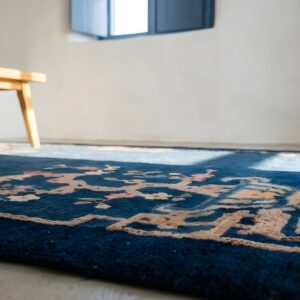 Small Antique Early 20th Century Blue Chinese Art Deco Carpet (SKU 25450) - in-room detail