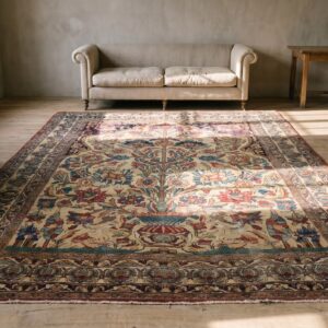 Small Antique Fine Persian Vase Pattern Hand Knotted Pile Kerman Prayer Rug (SKU 18280) - room view