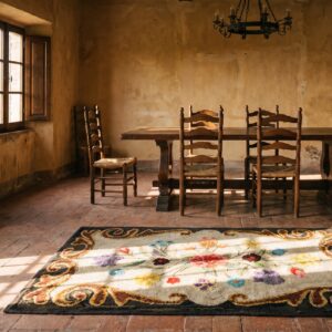 Small Antique Floral American Hand Hooked 1900s Throw Rug (SKU 17308) - room view