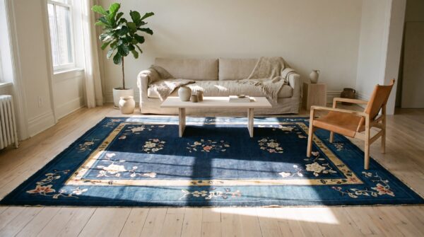 Small antique wool pile floral pattern peking chinese rug (sku 22358) - room view