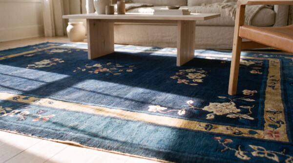 Small antique wool pile floral pattern peking chinese rug (sku 22358) - in-room detail
