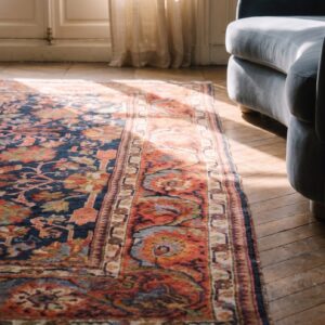 Small Antique Jewel Tone Color Classic Antique Persian Bidjar Rug (SKU 20342) - in-room detail
