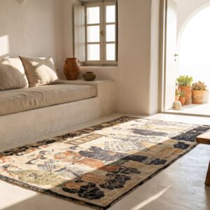 Small Pictorial Antique Worn Distressed Signed Silk Chinese Rug (SKU 22063) - room view