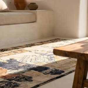 Small Pictorial Antique Worn Distressed Signed Silk Chinese Rug (SKU 22063) - in-room detail