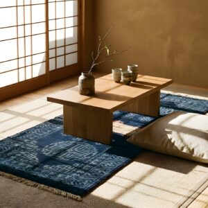 Small Scatter Size Knotted 1930s Chinese Blue Antique Wool Rug (SKU 22042) - room view