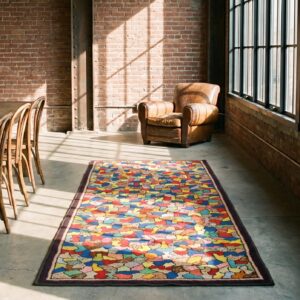 Small Scatter Size Wool American Hooked 1930s Antique Rug (SKU 19708) - room view