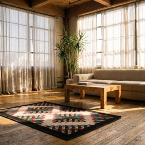 Small Scatter Size American Multicolor Hooked 1930s Wool Antique Rug (SKU 20528) - room view